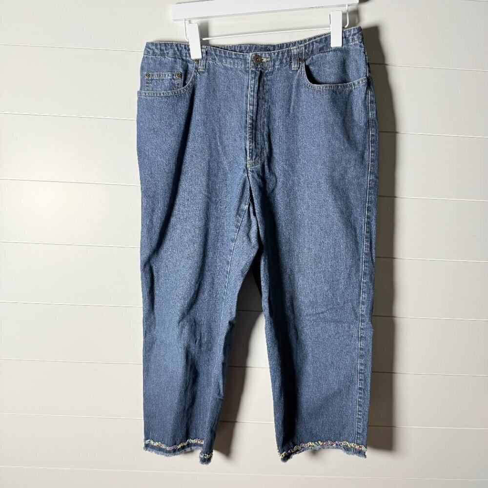Liz Claiborne LizWear Jean Capris with Multicolored Beading on Hem